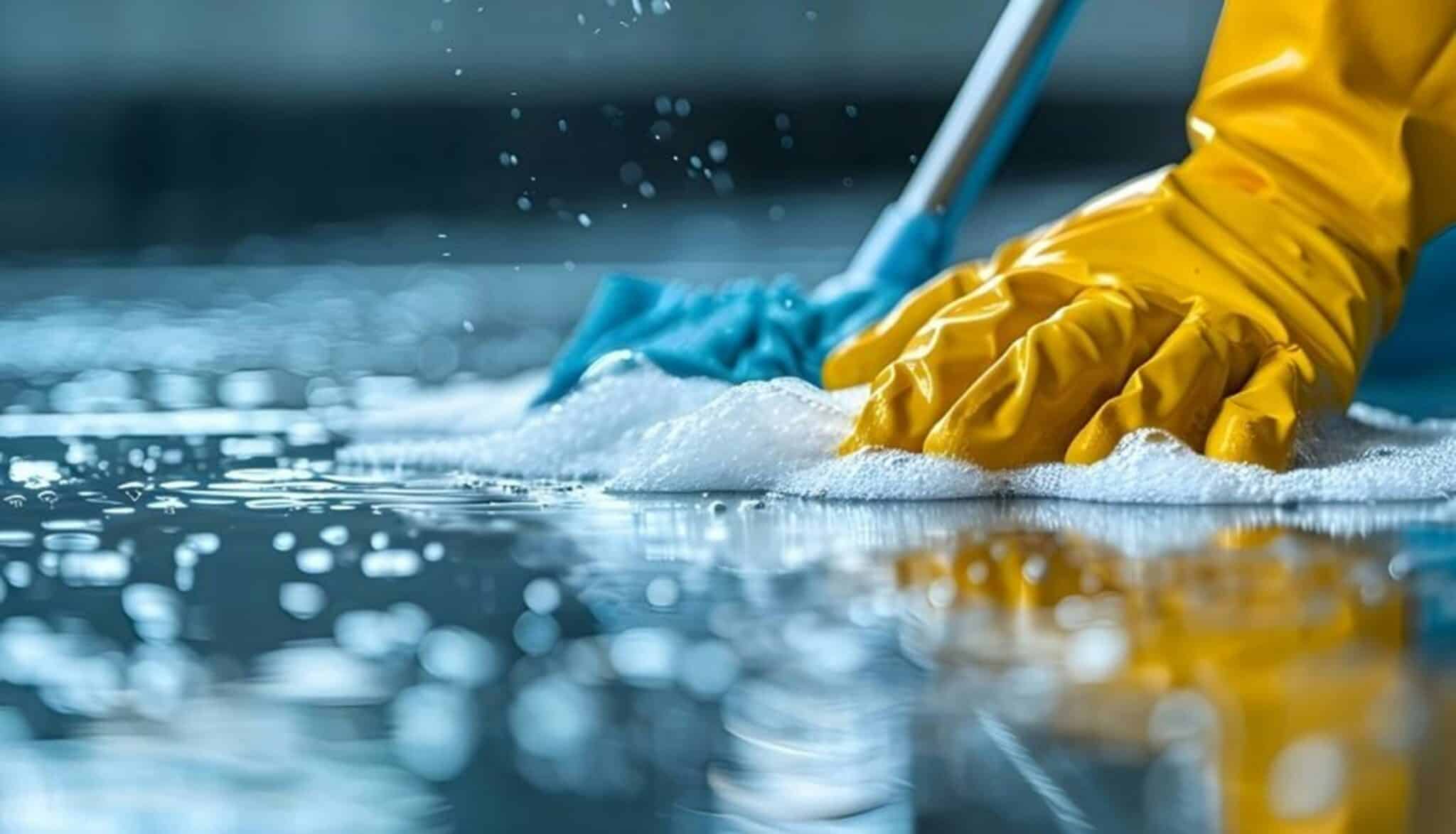 Professional cleaning of a wet surface